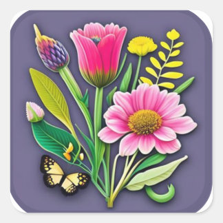 Wilde Bloemen Bloem en Rozen #1 Vierkante Sticker