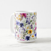 Wilde Bloemen Bloem Roze Paarse Mok (Voorkant links)