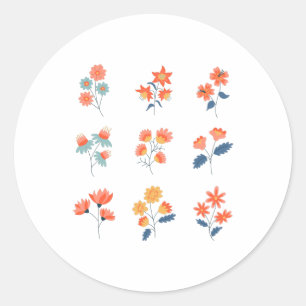 Wilde bloemen Bloemen Botanisch Ronde Sticker