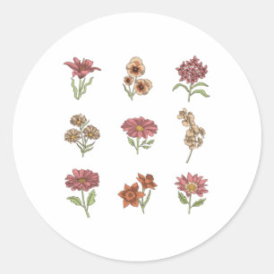 Wilde bloemen  bloemen botanische bloemen ronde sticker