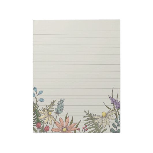 Wilde bloemen Bloemen Stationery Lined Notitieblok (Linkerzijde)