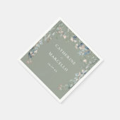 Wilde Bloemen Bloemencascade Saliegroen Bruiloft Servet (Hoek)