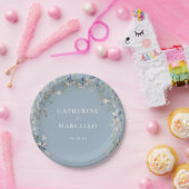 Wilde Bloemen Bloemencascade Stofblauw Bruiloft Papieren Bordje (Feest)