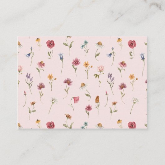 Wilde bloemen bloemendisplay douchewikkel in helde informatiekaartje (Achterkant)