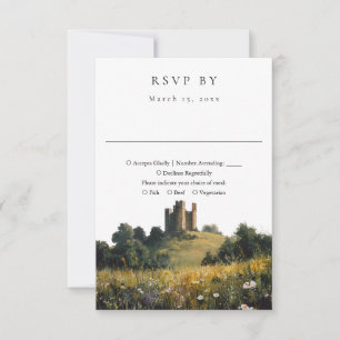 Wilde Bloemen Bloemenkasteel Waterverf Bruiloft RSVP Kaartje