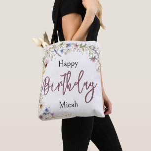 Wilde bloemen bloemrijk botanisch aquarel, Loof Tote Bag