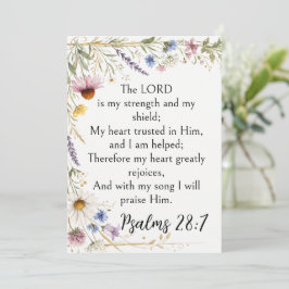 Wilde bloemen bloemrijk botanisch, Psalm 28:7 Kuns Kaart