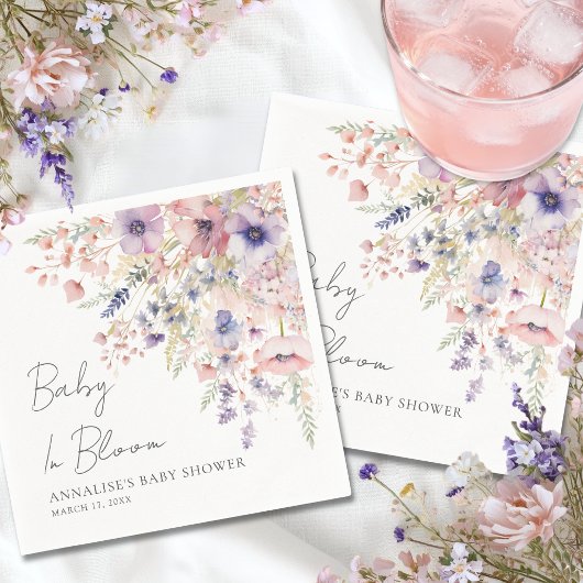 Wilde Bloemen Bloemstuk Baby Shower Servetten