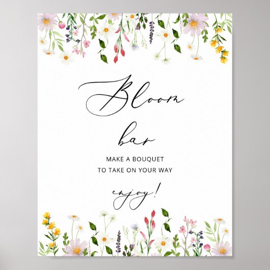 Wilde bloemen bloesem bar. Bloemstuk bar Poster (Voorkant)