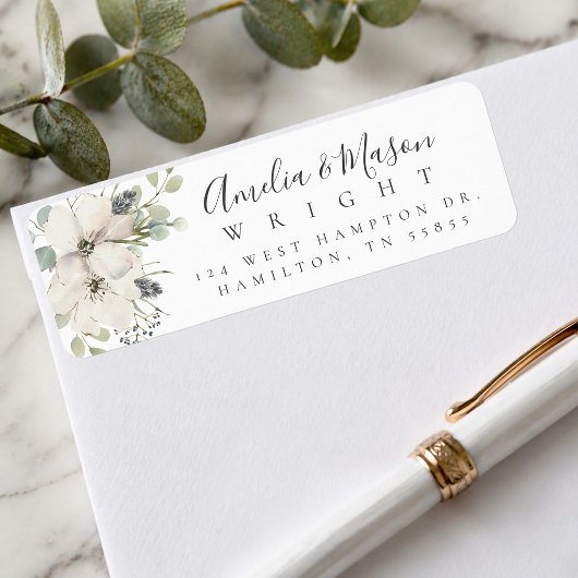 Wilde Bloemen Bloesem Elegant Script Retouradres Etiket