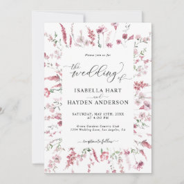 Wilde Bloemen Blush Alles In Een QR-Code Trouwen Kaart