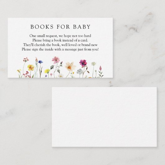 Wilde bloemen Boeken voor Baby-insteekkaart Informatiekaartje (Voorkant / Achterkant)