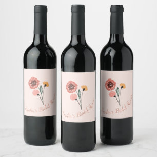 Wilde Bloemen Boeket Bloemstuk Bruidsfeest Wijn Etiket