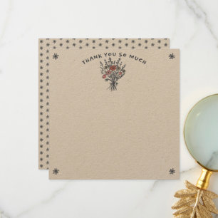 Wilde Bloemen Boeket Rustieke Whimsical Kraft Brui Bedankkaart
