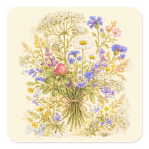 Wilde Bloemen Boeket Waterverf Bloemen Sticker