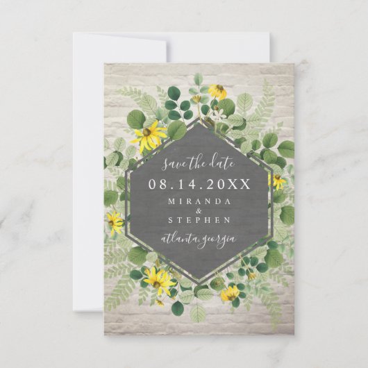 Wilde Bloemen Boeket Witte Baksteen Save The Date (Voorkant)