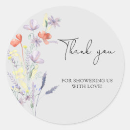 Wilde bloemen bohemien stijl dank je ronde sticker