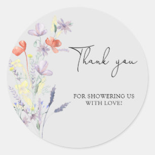 Wilde bloemen bohemien stijl dank je ronde sticker