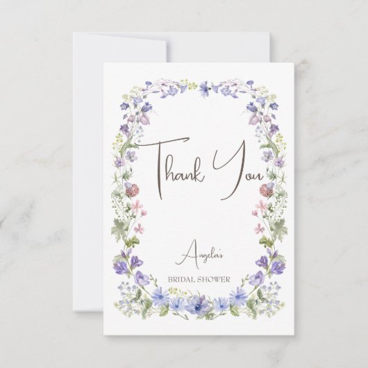 Wilde bloemen boho bloemen bruiloft feest bedankkaart (Voorkant)