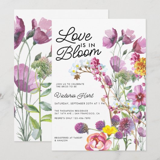 Wilde bloemen | Boho Bruids Douche Uitnodiging (Voorkant / Achterkant)