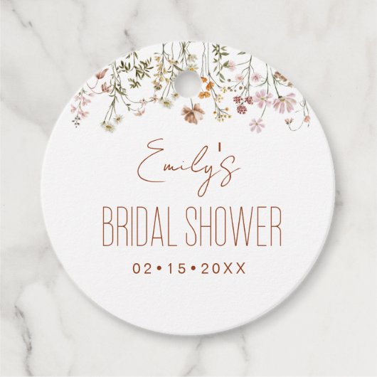 Wilde bloemen Boho Bruidsdouche In Bloom Tuin Bedankjes Labels (Voorkant)