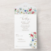Wilde bloemen boho Bruiloft All In One Uitnodiging (Binnen)
