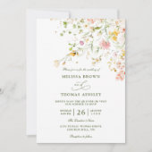 Wilde Bloemen Boho Budget QR Code Trouwen Kaart (Voorkant)