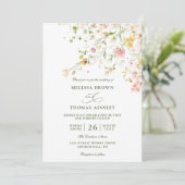Wilde Bloemen Boho Budget QR Code Trouwen Kaart (Staand voorkant)