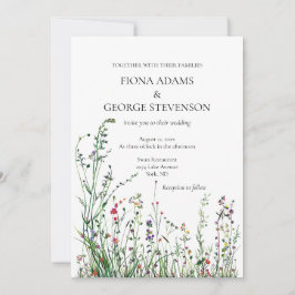 Wilde bloemen boho elegante bruiloft uitnodiging