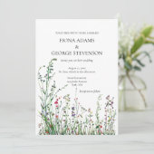 Wilde bloemen boho elegante bruiloft uitnodiging (Staand voorkant)
