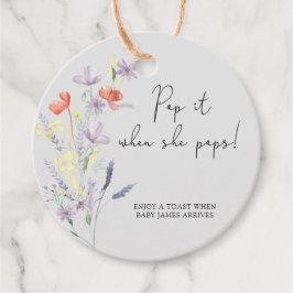 Wilde bloemen boho knal het als ze knalt baby show bedankjes labels