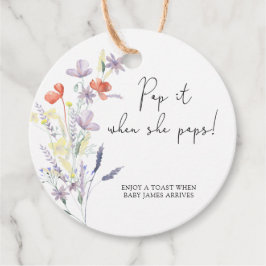 Wilde bloemen boho knal het als ze knalt baby show bedankjes labels