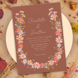 Wilde Bloemen Boho Krans Verbrand Oranje Herfst Br Kaart