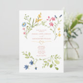 Wilde Bloemen Boho Perzik Trouw Uitnodiging (Staand voorkant)