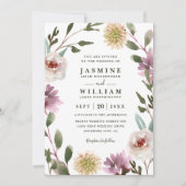 Wilde Bloemen Boho Rustieke Elegante QR Code Trouw Kaart (Voorkant)