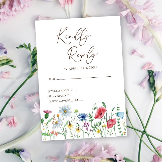 Wilde Bloemen Boho Trouw RSVP Kaart