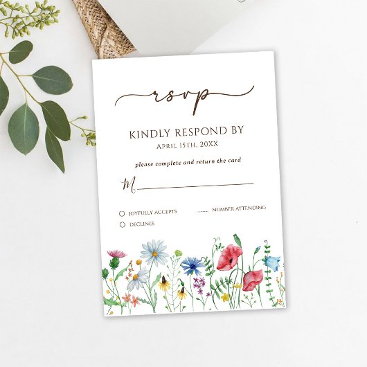 Wilde Bloemen Boho Trouw RSVP Kaart