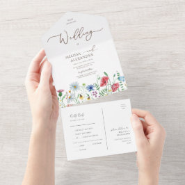 Wilde bloemen boho tuin Trouwzegel en verzenden All In One Uitnodiging