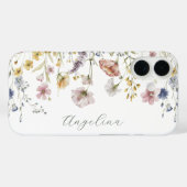 Wilde Bloemen Boho Waterverf Bloemig met Elke Naam Case-Mate iPhone Case (Achterkant (horizontaal))