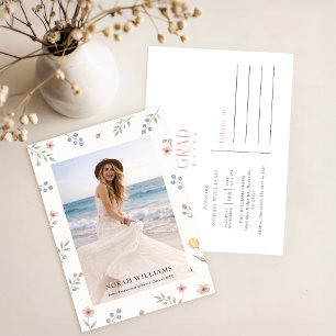 Wilde Bloemen Boog Bloemen Foto Afstudeer Uitnodig Briefkaart