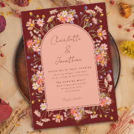 Wilde Bloemen Boog Donker Terracotta Herfst Bruilo Kaart