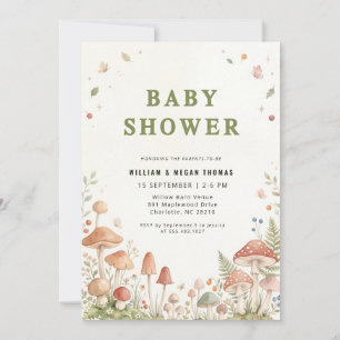 Wilde Bloemen Bos Paddenstoel Baby Shower Kaart