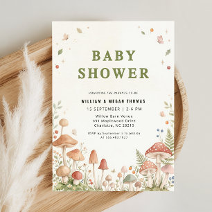 Wilde Bloemen Bos Paddenstoel Baby Shower Kaart