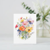 Wilde bloemen botanisch briefkaart (Staand voorkant)