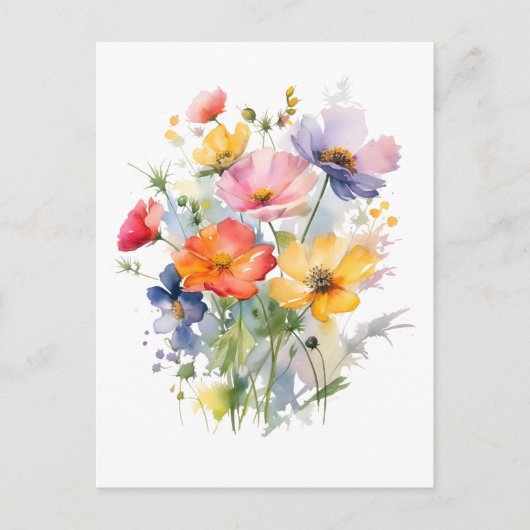 Wilde bloemen botanisch briefkaart (Voorkant)