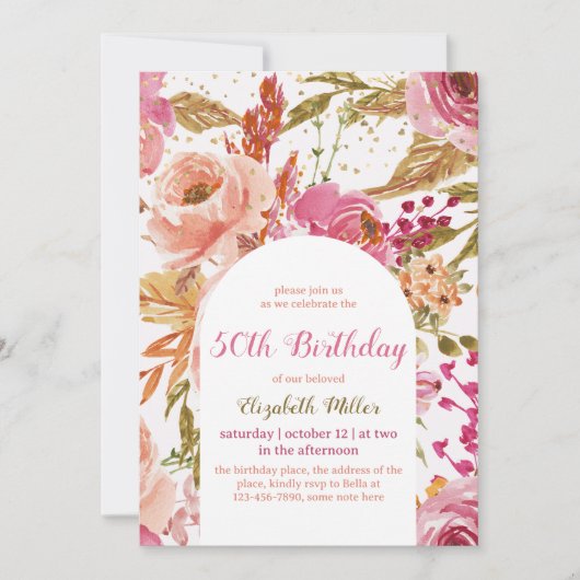  wilde bloemen Botanische 50e verjaardag Kaart (Voorkant)