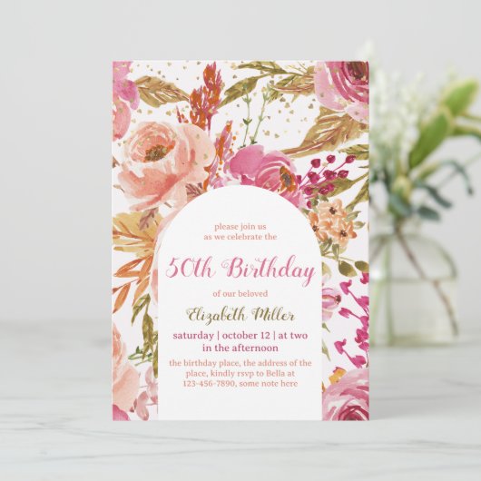  wilde bloemen Botanische 50e verjaardag Kaart (Staand voorkant)