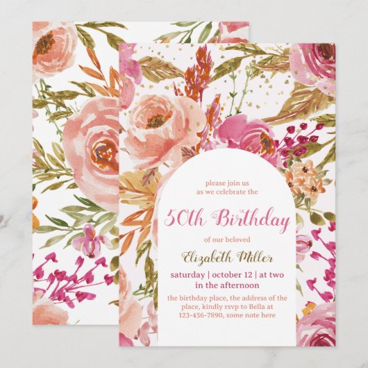  wilde bloemen Botanische 50e verjaardag Kaart (Voorkant / Achterkant)