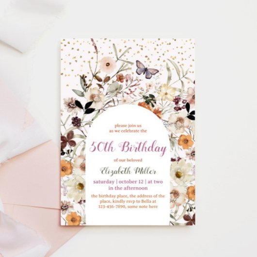 wilde bloemen Botanische 50e verjaardag Kaart