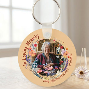 Wilde Bloemen Botanische Herdenkingsfoto Sleutelha Sleutelhanger